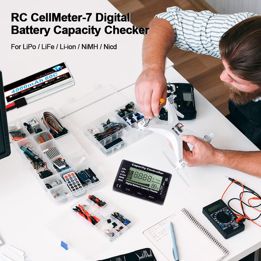 Rc Cellmeter 7 Digital Battery Capacity Checker Controller Tester Voltage Tester For Lipo Life Li Ion Nimh Nicd Cell Meter